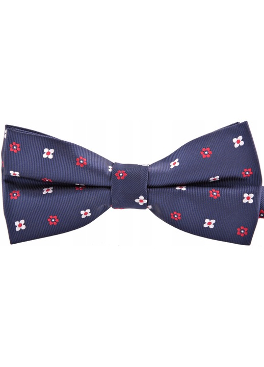 Папийонка за мъже, Vernon, микрофибър, 6x12 см, тъмносиньо/червено/бяло