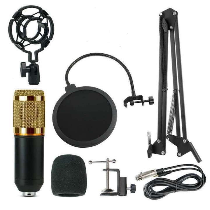 Set Brat cu menghina cu suport pentru microfon si Filtru, stand MorFansi, cu metal microfon, Profesional, Adjustabil