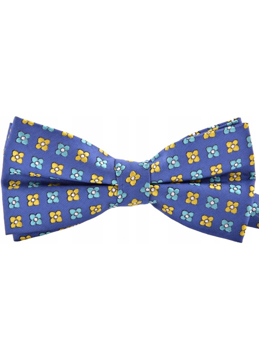 Папийонка за мъже, Vernon, микрофибър, 6x12 см, синьо/жълто