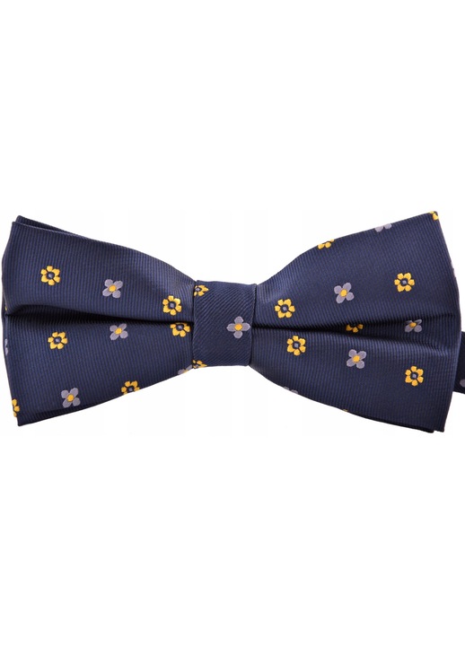 Папийонка за мъже, Vernon, микрофибър, 6x12 см, тъмносиньо/жълто