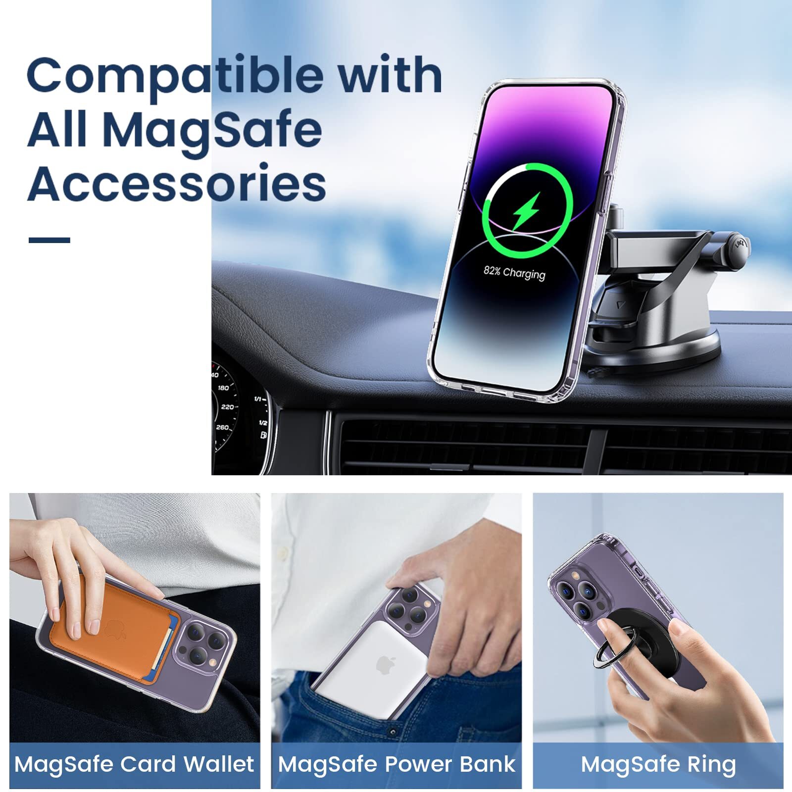 Husa de Protectie 2n1, Compatibila cu Apple iPhone 14 Pro, Folie protectie din sticla, MagSafe