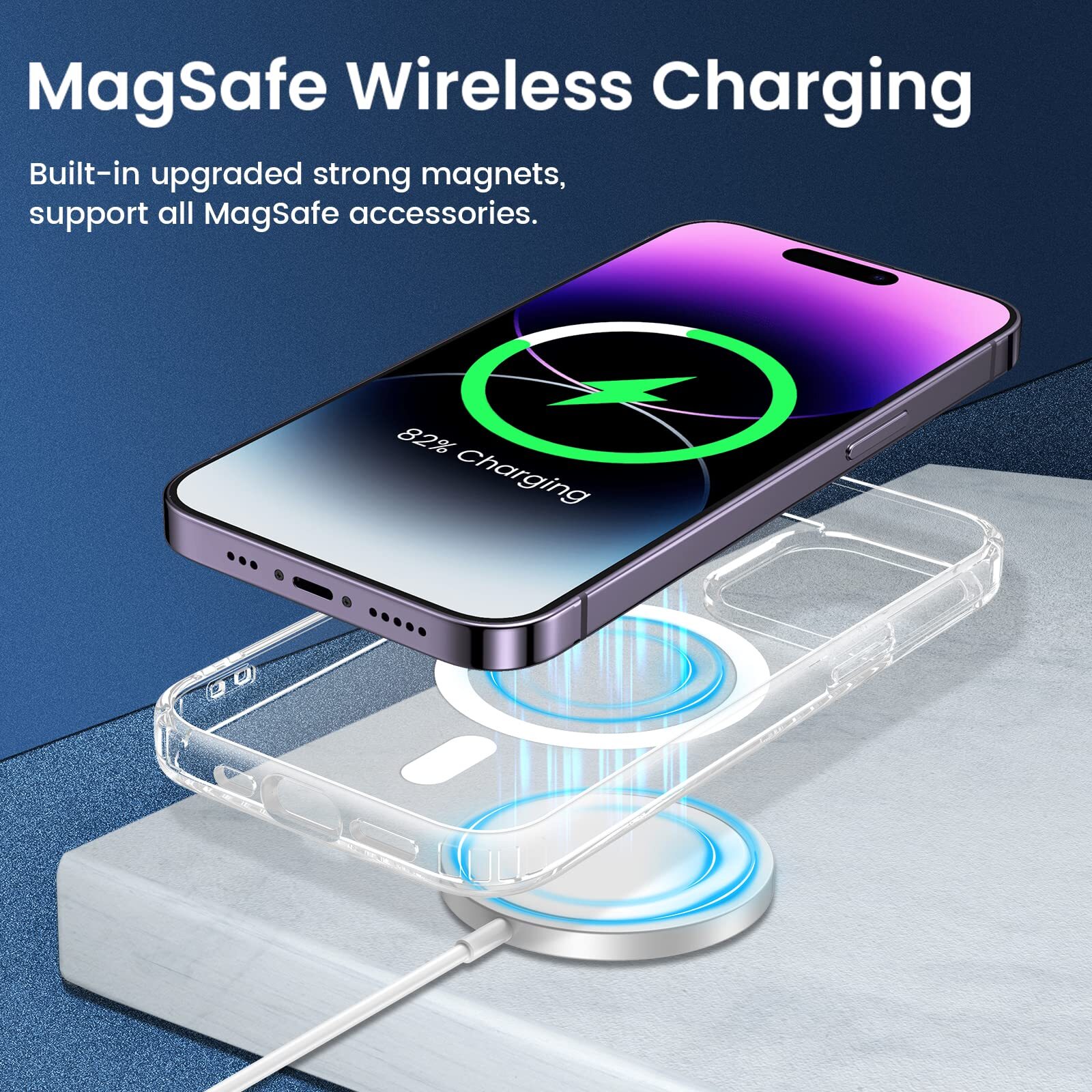 Husa de Protectie 2n1, Compatibila cu Apple iPhone 14 Pro, Folie protectie din sticla, MagSafe