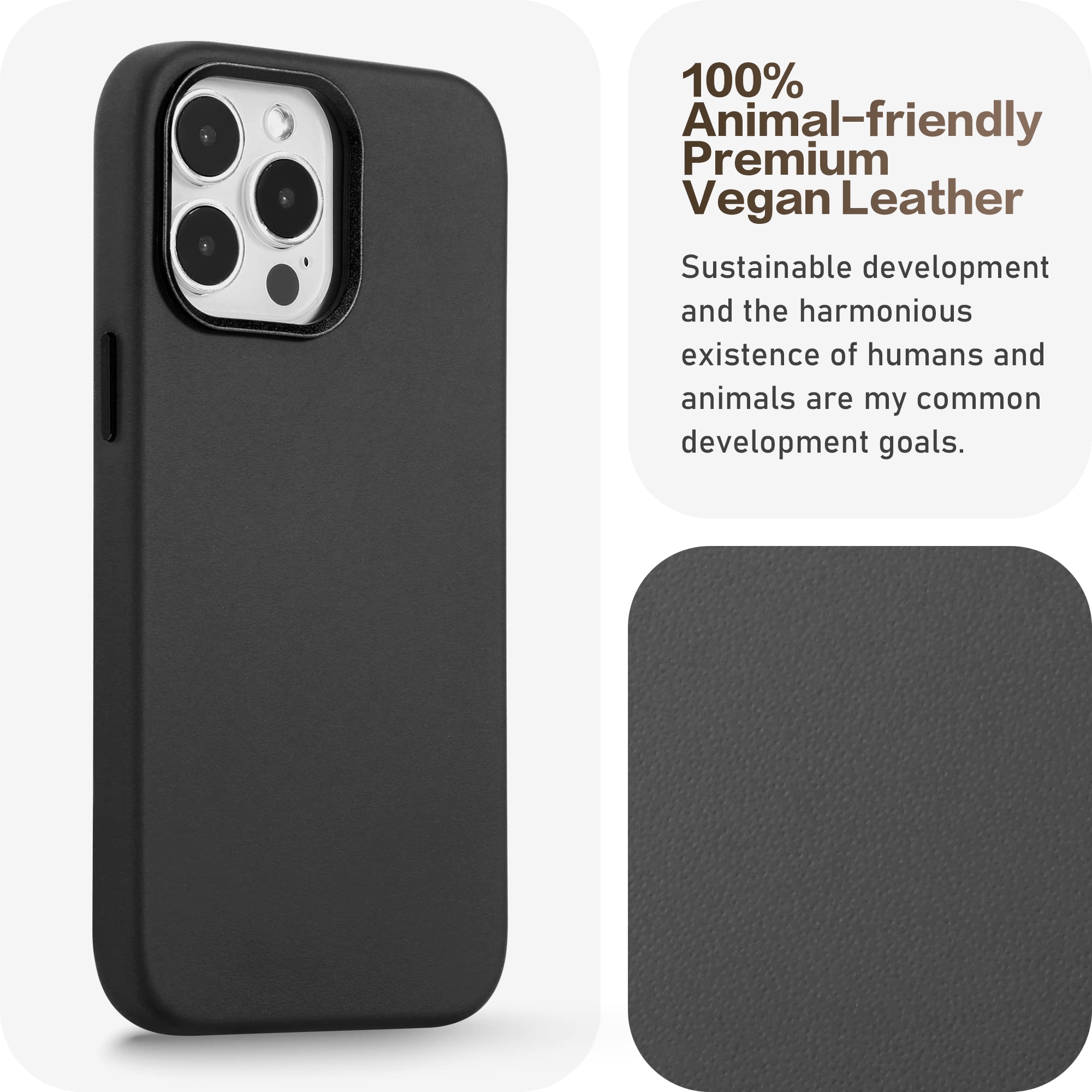Sibada Custodia per iPhone 14, iPhone 14 Case, con logo View, compatibile con pelle vegana, classica di lusso, elegante, sottile, progettata per iPhone 14, colore nero