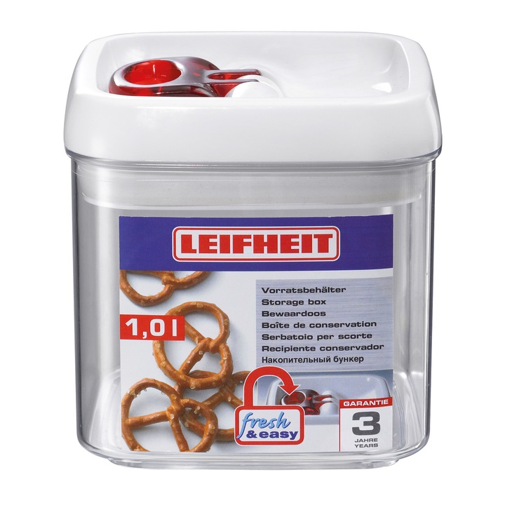 Cutie pentru alimente patrata cu capac etans Leifheit Fresh&Easy, 1000 ml