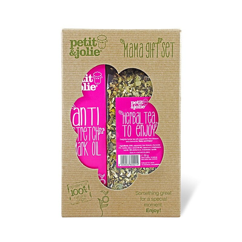 Ulei antivergeturi, Petit&Jolie, Set cadou mama, 100 ml + Ceai din plante