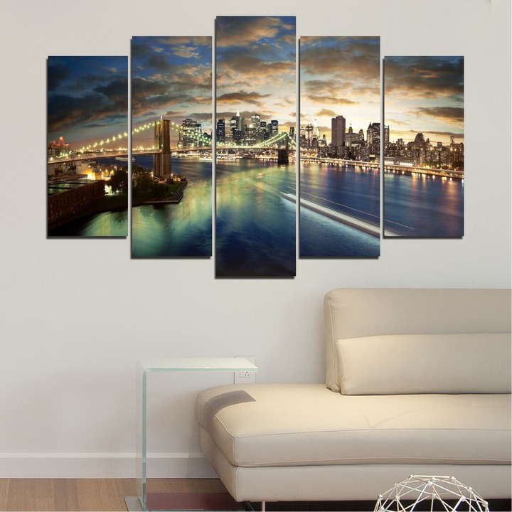 Декоративни панели Vivid Home от 5 части, Вода, PVC, 110x65 см, Стандартна форма №0241