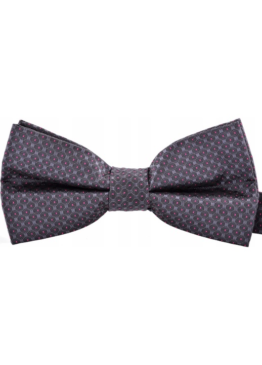 Папийонка за мъже, Vernon, микрофибър, 6x12 см, тъмно сиво/розово