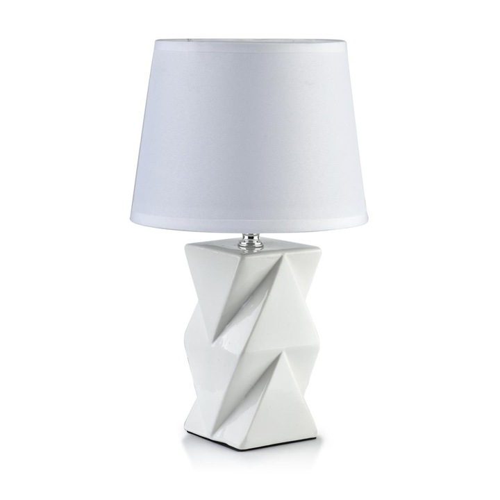 Veioza Mondex, Luna, Ceramica/Textil, E14, 8 x 8 x 32 cm, Alb