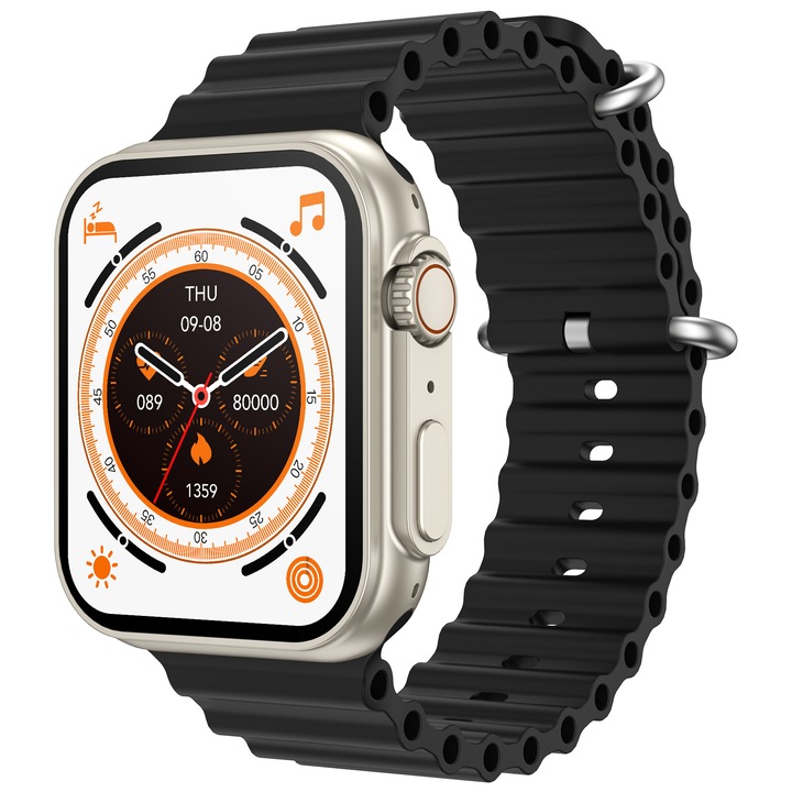DIGZ Ultra Watch Okosóra, 2,0", Bluetooth hívás, szilikon szíj, fekete