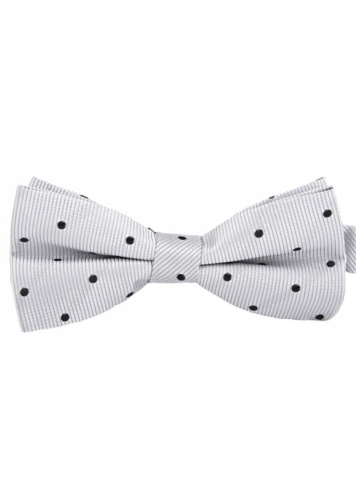 Папийонка за мъже, Vernon, микрофибър, 6x12 см, бяло/черно