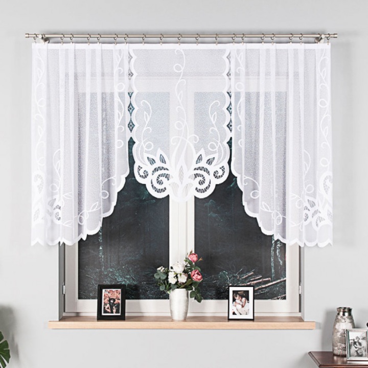 Жакардово перде, Сенник, Полиестер, 300 x 120 см, Бяло