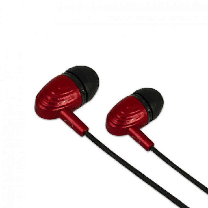 Слушалки за поставяне в ушите EH193, Esperanza, гумени вложки, вграден микрофон, 50 mW, 1,2 m, черно/червено