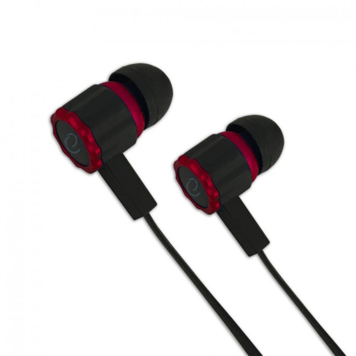 Слушалки за поставяне в ушите Viper, Esperanza, гумени вложки, вграден микрофон, 50 mW, 1,2 m, черно/червено