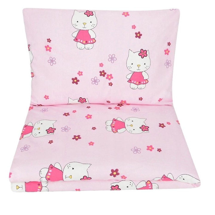 Tuppi Hello Kitty gyerek ágyneműgarnitúra, pamut, 120 x 90 cm, rózsaszín/fehér