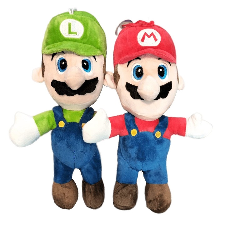 2 db Super Mario Plüss Játék, Mario és Luigi, 30 cm, Hangokkal, Tapadókoronggal, többszínű