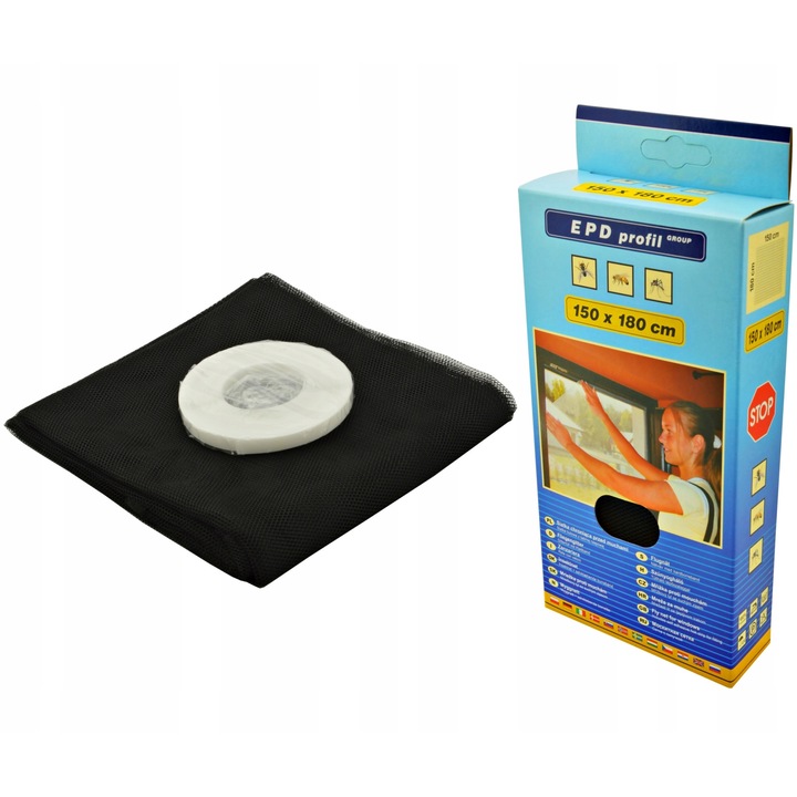 Plasa de tantari, P Gum-Sill, Poliester, 150x180 cm, Velcro 660 cm, Negru