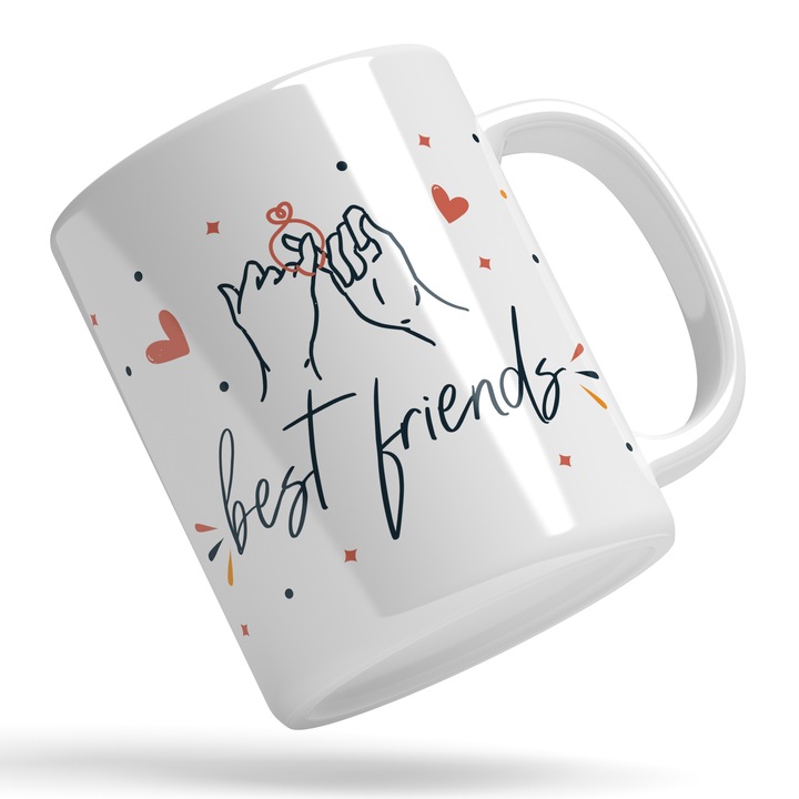 Cana Personalizata Pentru Oamenii Dragi Cu Mesajul "Cel Mai Bun Prieten", Ceramica, 330 ml, Negru, Rosu