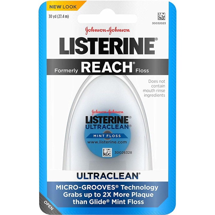 Конец за зъби, Listerine, Обхват, Ultra Clean Ефективно почистване на бактериална плака, Устойчивост на разкъсване, Дължина 27,4 м