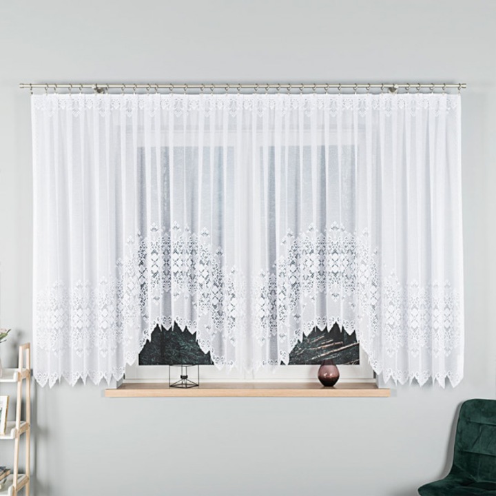 Perdea jacquard, Markizeta, Poliester, 500 x 160 cm, Alb
