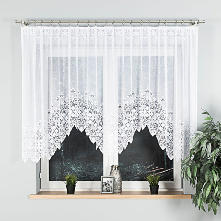 Jacquard függöny, Markizeta, Poliészter, 300 x 130 cm, Fehér