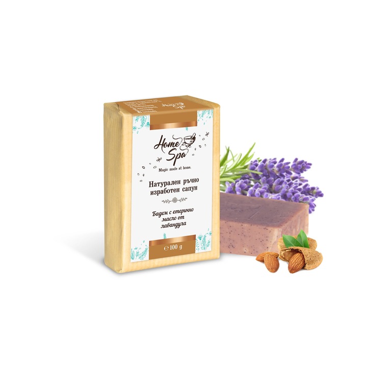 Сапун HomeSpa, С бадем и масло от лавандула, 100gr
