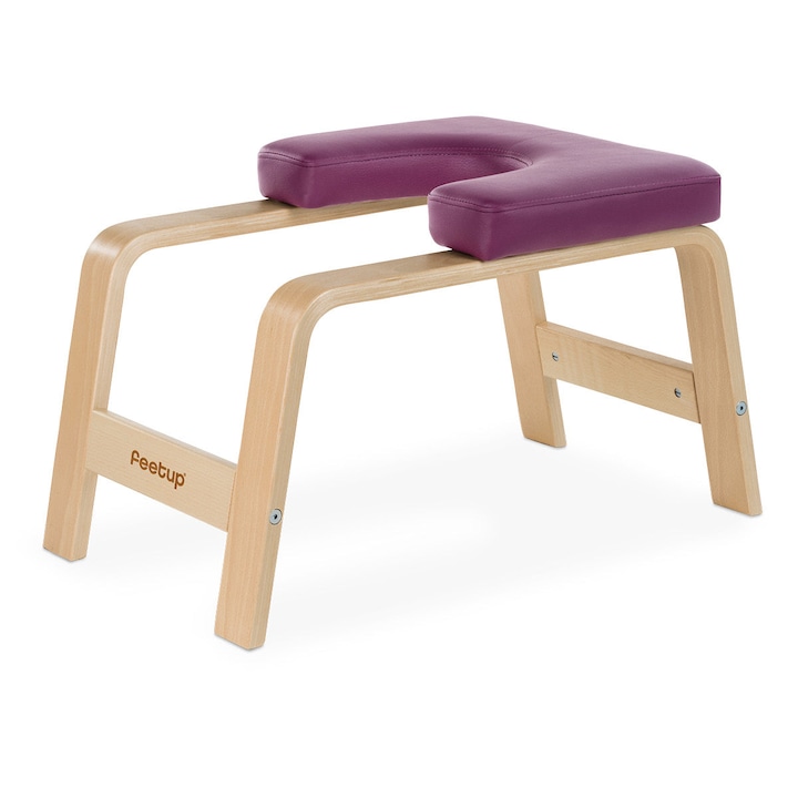 FeetUp Trainer, Jógaszék inverzióhoz/fejenálláshoz, világos fa, lila bőr