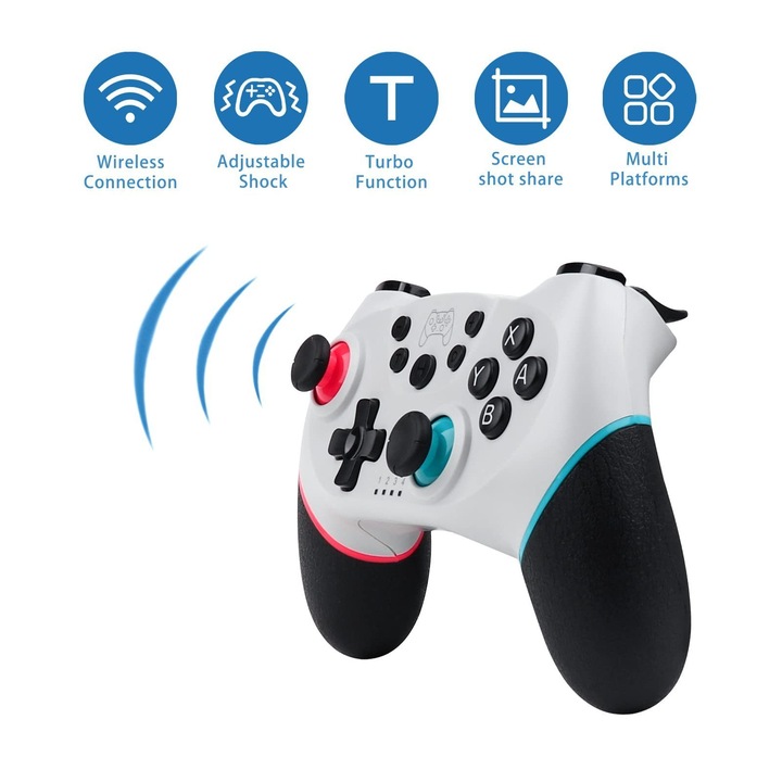 Controller, Roffie, Pentru Nintendo Switch/Switch Lite/Switch OLED, Alb