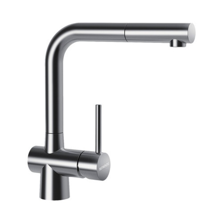 Konyhai csaptelep kihúzható zuhannyal Laios, kerámiapatron, szálcsiszolt rozsdamentes acél