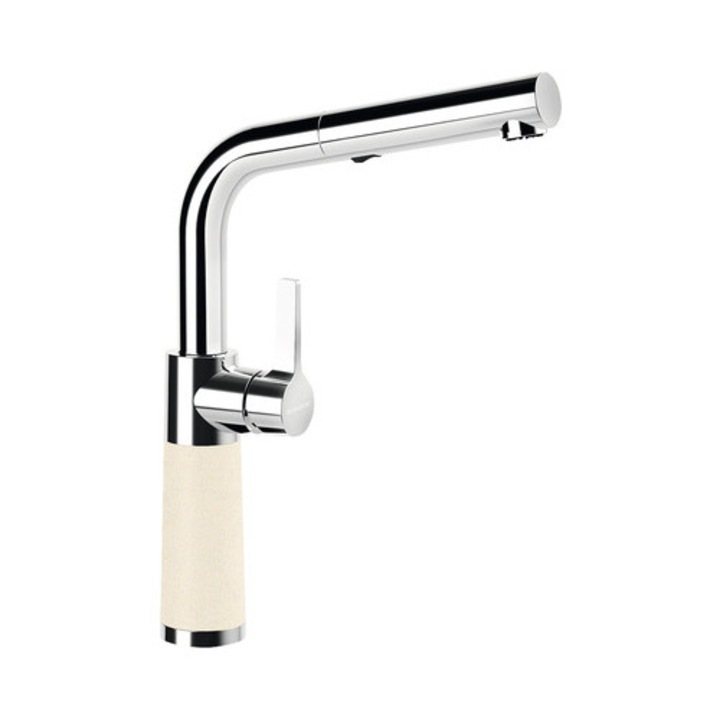 Konyhai csaptelep kihúzható zuhanyzóval SC-540, 2 féle fúvóka, kerámia patron, Cristalite Holdkő, bézs