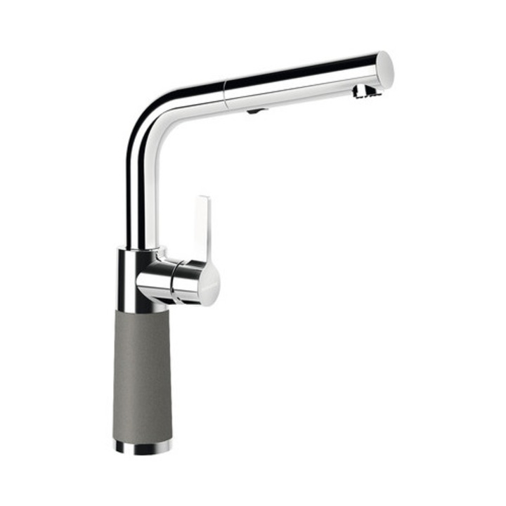 Konyhai csaptelep kihúzható zuhanyzóval SC-540, 2 fúvóka típus, kerámiapatron, Cristalite Asphalt, szürke