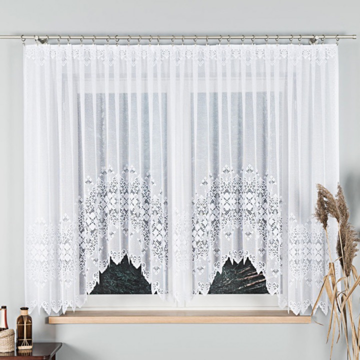 Perdea jacquard, Markizeta, Poliester, 400 x 160 cm, Alb