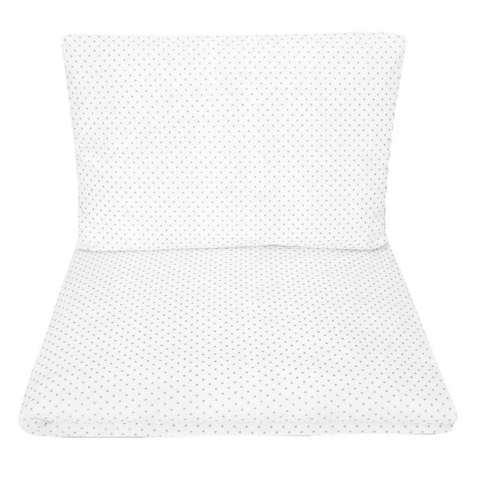 Set fata de perna/cuvertura pilota Dots, Tuppi, Bumbac, Antialergic, Alb