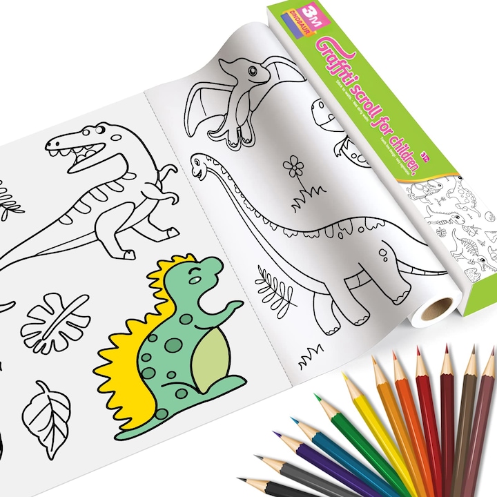 Set desen copii, WALALLA, Dinozauri, 3m, Multicolor
