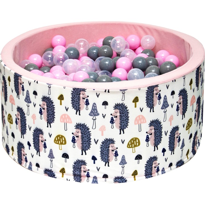 Детски басейн с топки Welox, 90х40 см, 400 топки, модел Таралеж, Многоцветен