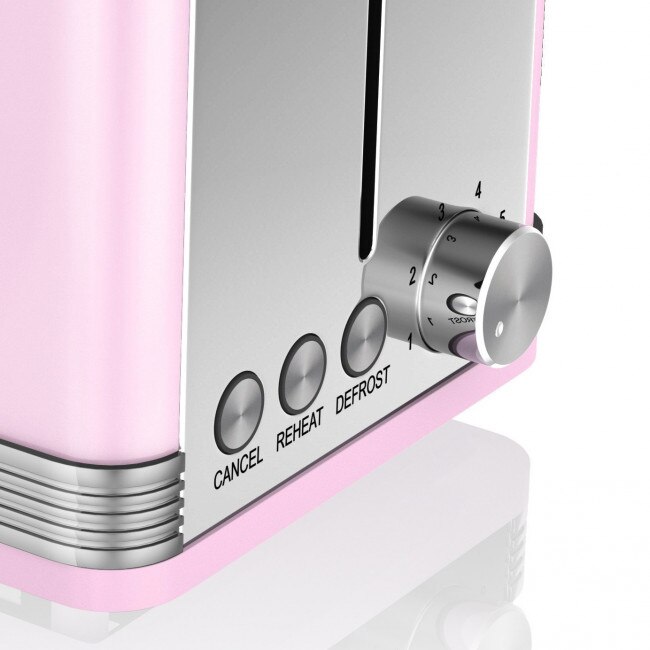 Toaster Roz Toaster prajire paine, Swan, RETRO ST19010PN, 810 W, Roz/Gri - eMAG.ro