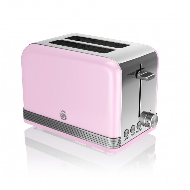 Toaster Roz Toaster prajire paine, Swan, RETRO ST19010PN, 810 W, Roz/Gri - eMAG.ro