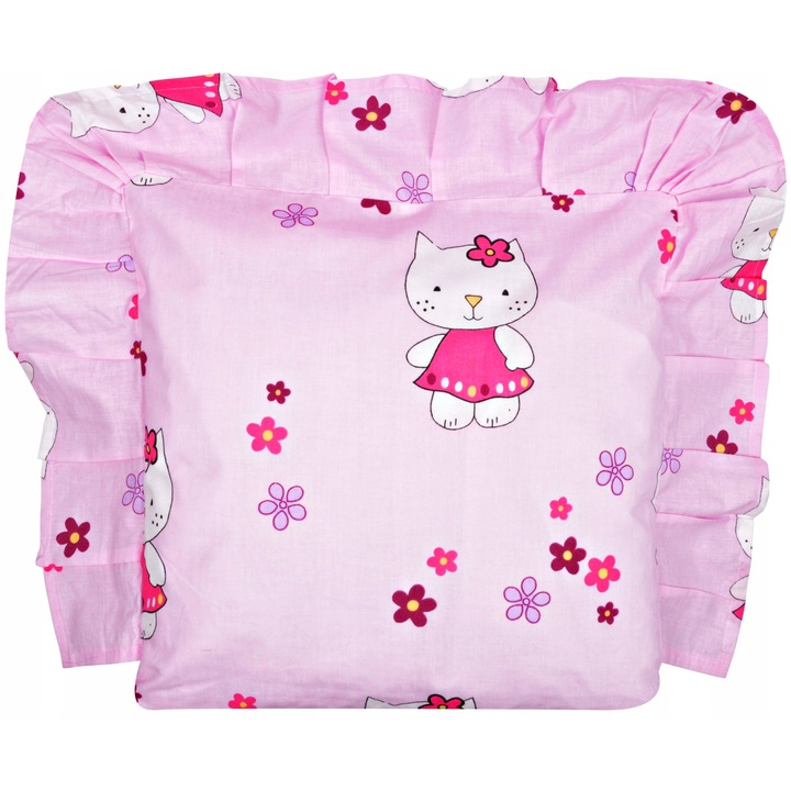 Perna si fata de perna pentru copii, Tuppi, Bumbac/Silicon, 40x40 cm, Roz