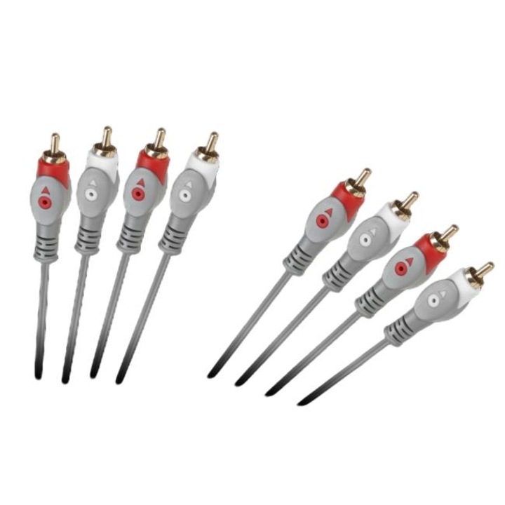 Audiokábel, LP, 4xRCA/4xRCA, 1,8 m, szürke