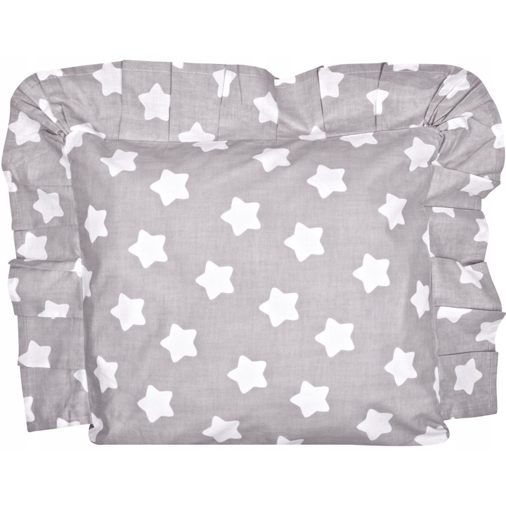 Perna si fata de perna pentru copii, Tuppi, Bumbac/Silicon, 40x40 cm, Gri/Alb