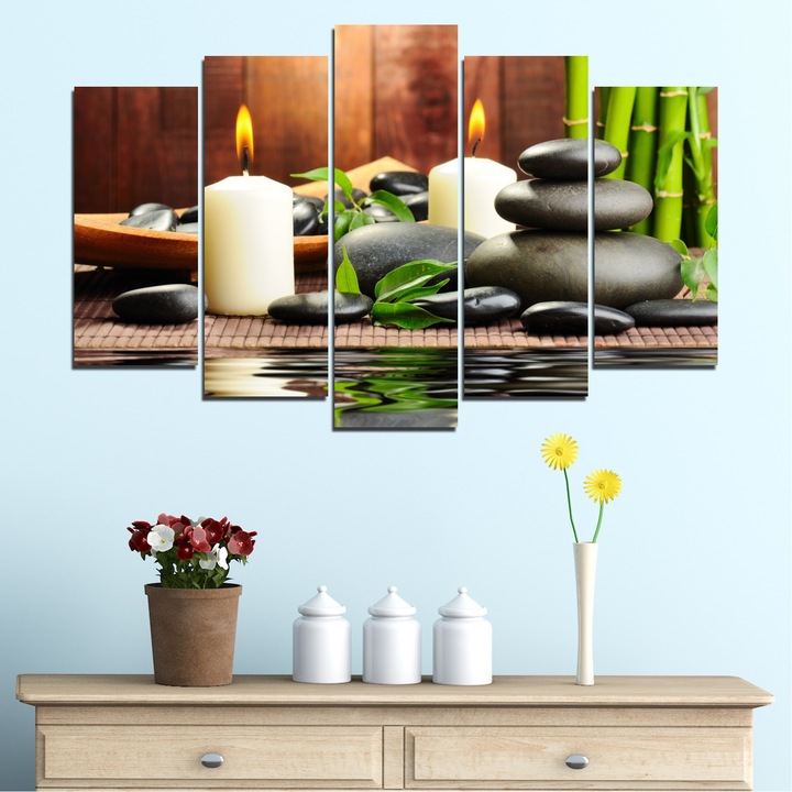 Декоративни панели Vivid Home от 5 части, Фън шуй, PVC, 110x65 см, Стандартна форма №0311