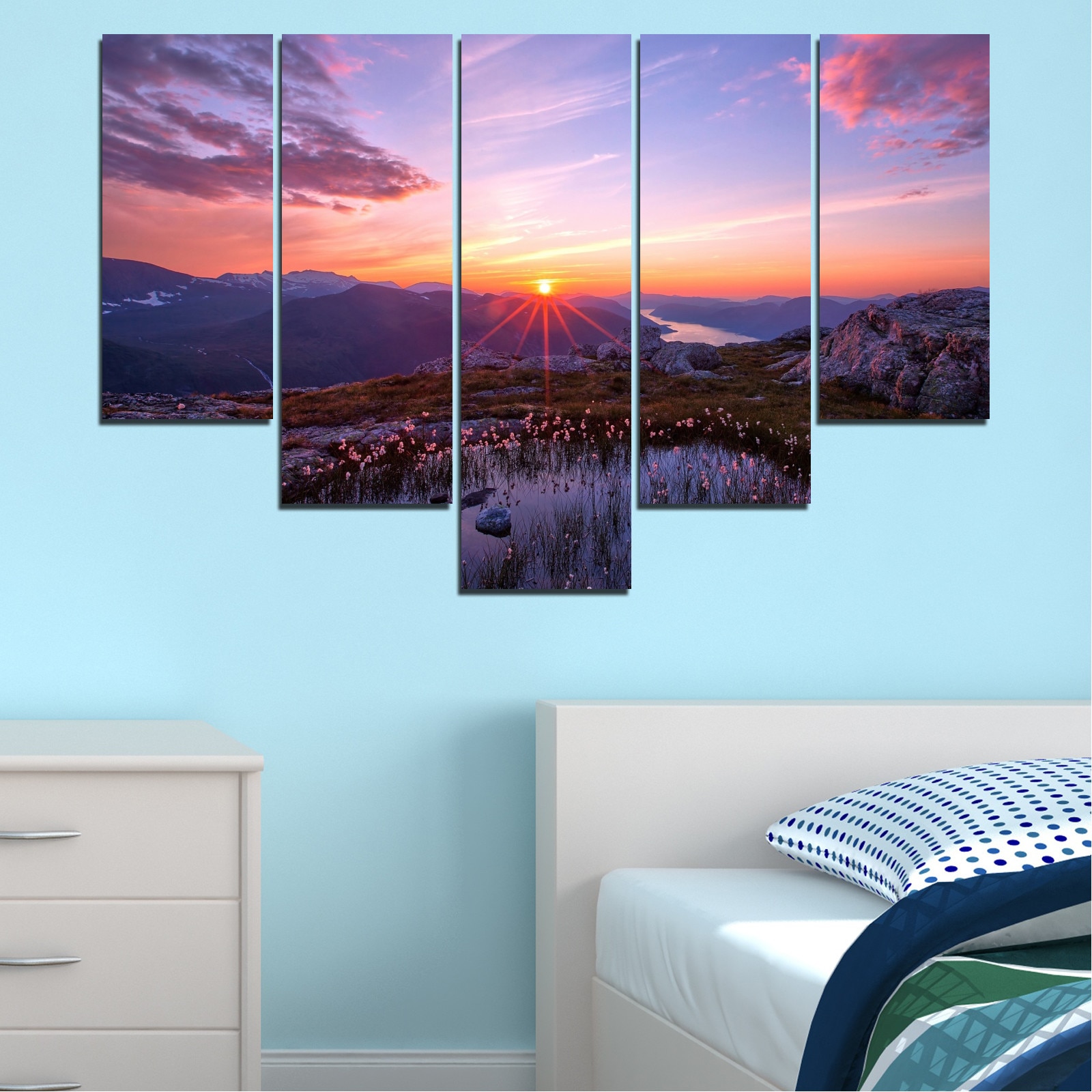 Декоративни панели Vivid Home от 5 части, Природа, PVC, 160x100 см, 6 ...
