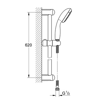 Set dus cu bara 60cm Grohe New Tempesta 100 cu 1 pulverizare Set dus cu bara 60cm Grohe New Tempesta 100 cu 1 pulverizare