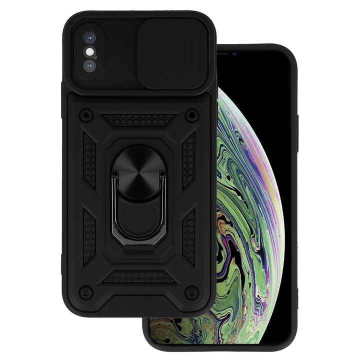 Кейс за iPhone X / XS camshield pro ring черен