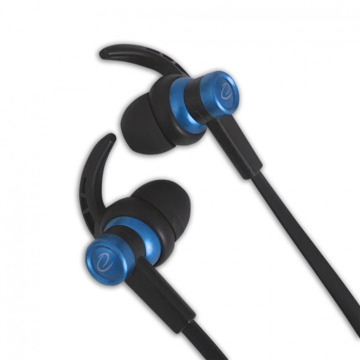 Аудио слушалки с микрофон, Esperanza, EH201, жак 3,5 мм, контрол на звука, 1,2 м, черни/сини