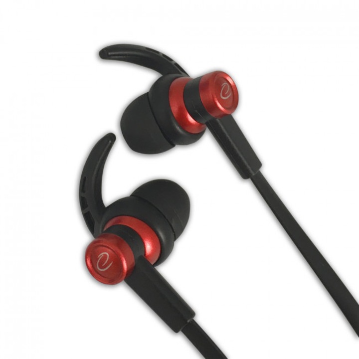 Аудио слушалки с микрофон, Esperanza, EH201, жак 3,5 мм, контрол на звука, 1,2 м, черни/червени