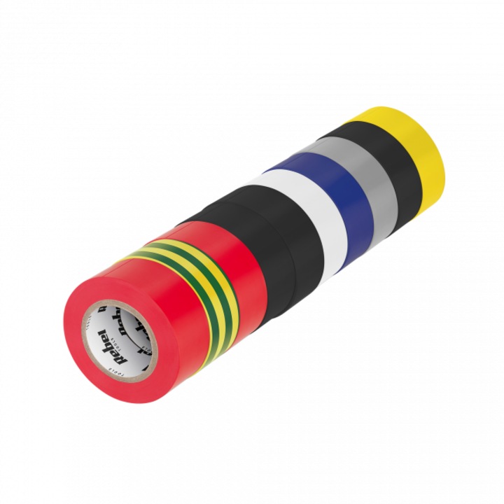Set 10 benzi adezive, Rebel, 19 mm x 9.14 m, Multicolor