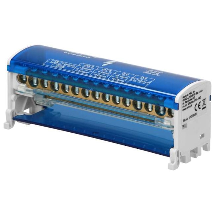 Bloc distributie, Orno, Alama, 2 randuri, 15 fire, Albastru/Alb