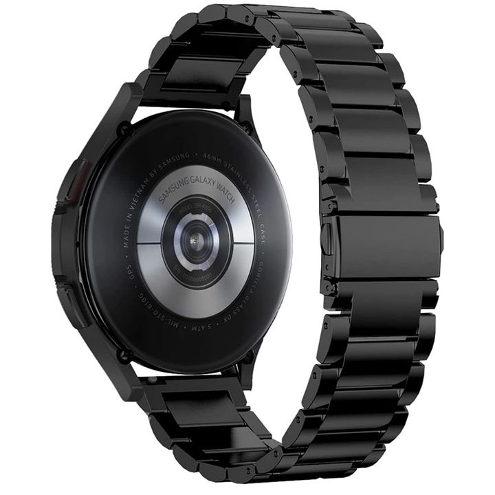OEM Rozsdamentes acél szíj, Quick Release, kompatibilis a Classic Samsung Active / Active 2 / Galaxy Watch / Huawei Watch GT2 42mm / Amazfit BIP GTS / GTR gts mini órákkal, szélesség 20 mm, fekete
