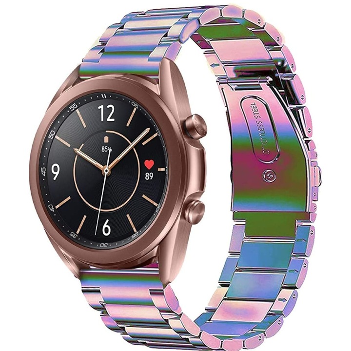 Rozsdamentes acél szíj, gyorskioldó, kompatibilis a Classic Samsung Active / Active 2 / Galaxy Watch / Huawei Watch GT2 42mm / Amazfit BIP GTS / GTR gts mini készülékekkel, szélesség 20 mm, Cameleon