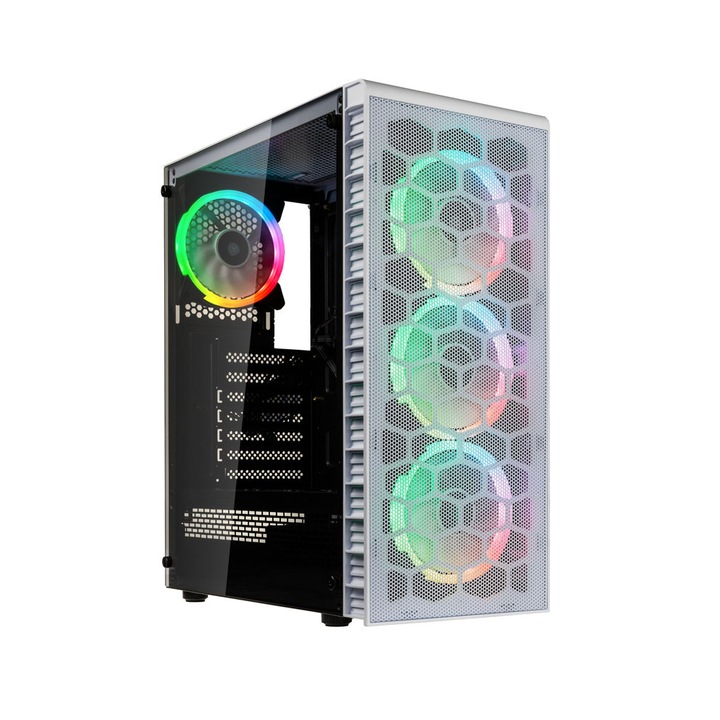 Кутия Kolink Observatory Lite Mesh RGB Mid-Tower, Бяла